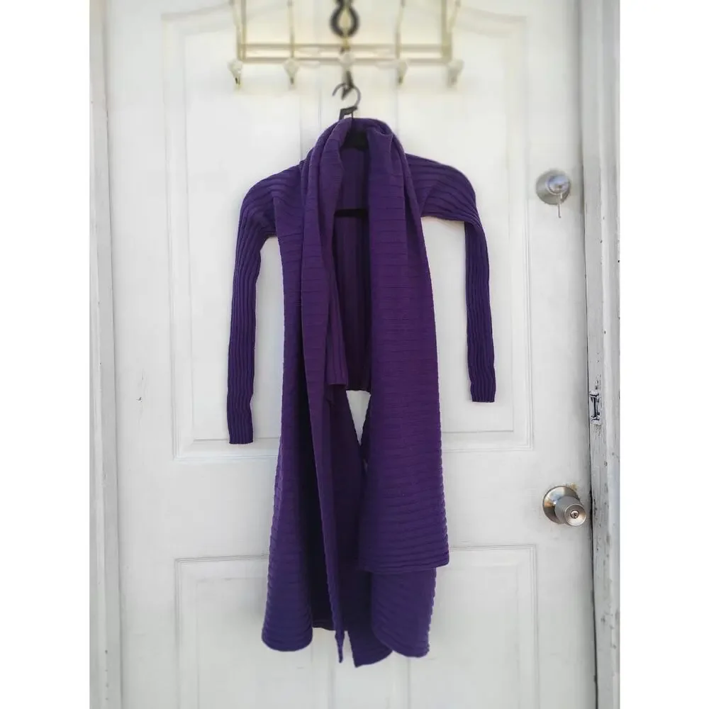 Designer Merino Wool Cashmere Sculpted Front-Drape Wrap Top - Picture 16 of 16